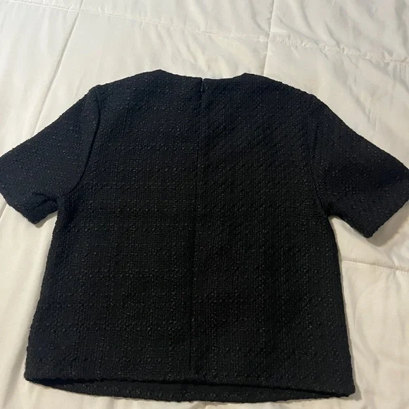 H&M Black Blouse with Silver Shoulder Buttons - Picture 2 of 10